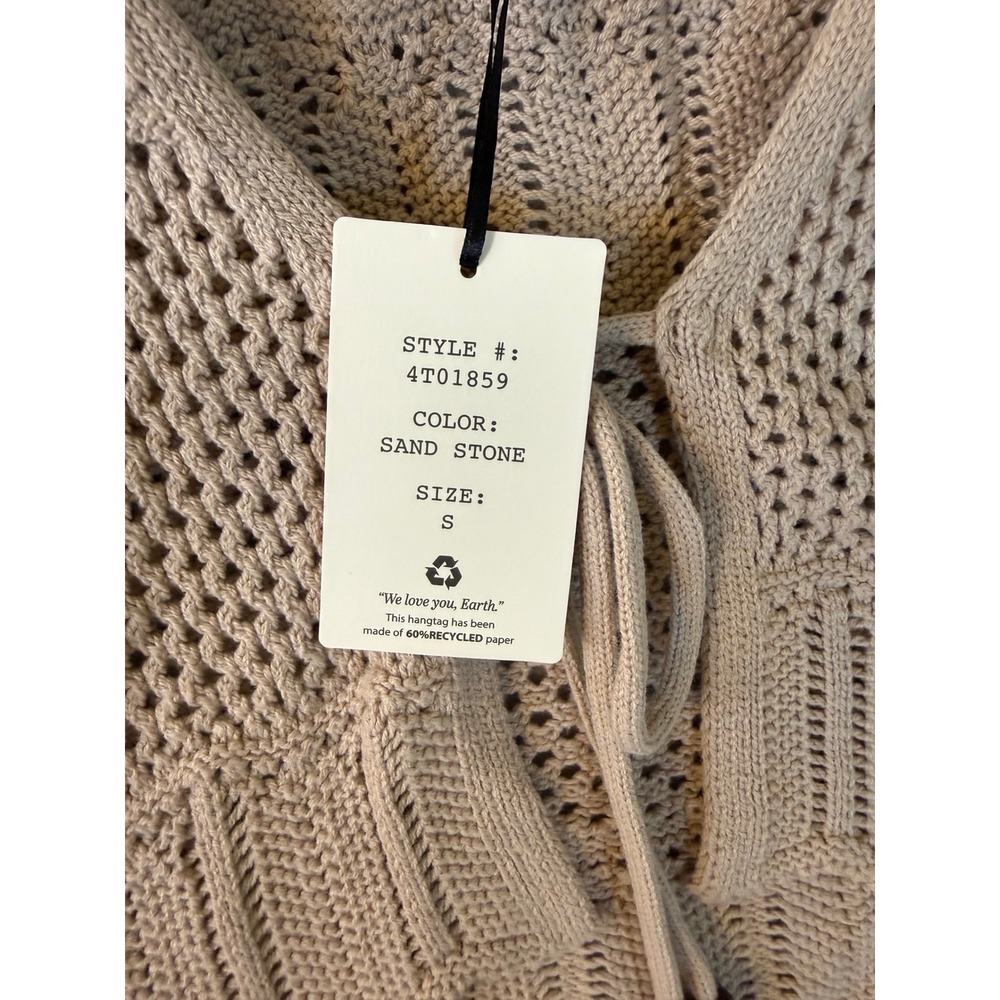 Hippie Rose Sand Stone Crochet Tassel Tie Front Cropped Vest 4T01859 Small NEW - Picture 5 of 6
